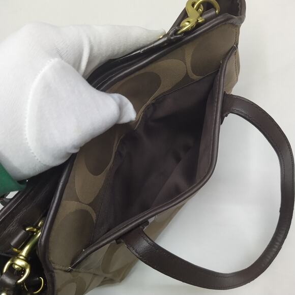 Coach Taylor Signature Light Tan Canvas Mini Tote Cross Body Bag Style# F28641 - Picture 14 of 16